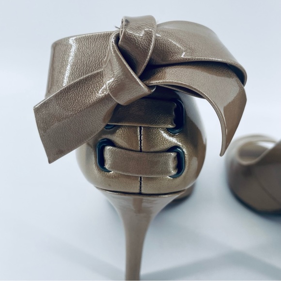 Enzo Angiolini Eamistle Natural Nude Peep Toe Heels With Ankle Lace Bows Sz 6.5M - Picture 8 of 13